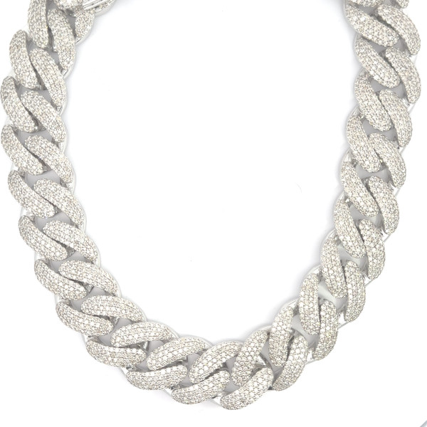 22mm White Gold Cuban Necklace