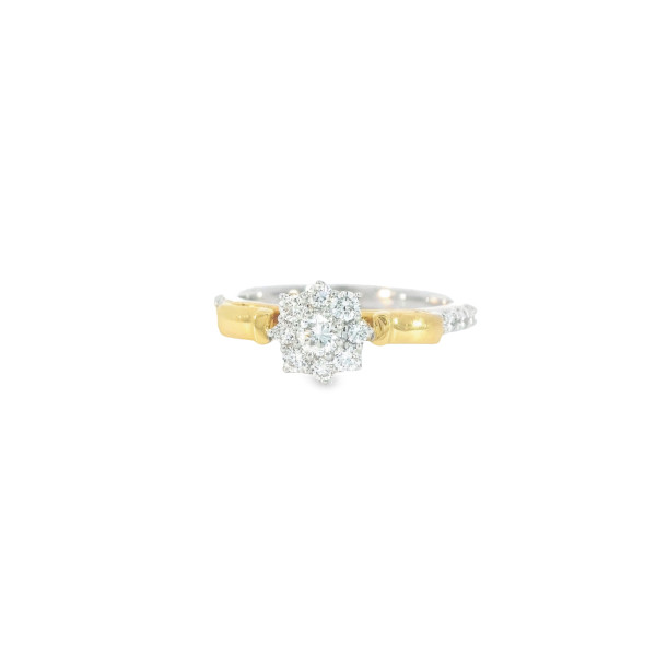 14KT White and Yellow Gold Wedding Flower Ring